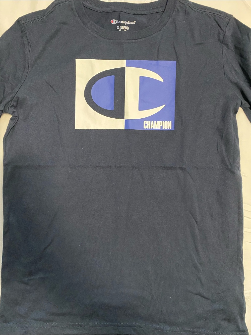 Champion Navy Tee with Cream and Blue Logo